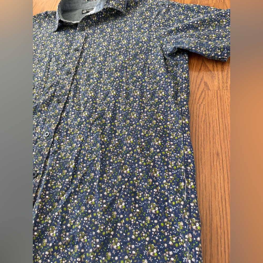 Sahara Club Casual Button Down Short Sleeve Shirt Navy Florals Size Men’s Large - Picture 9 of 11